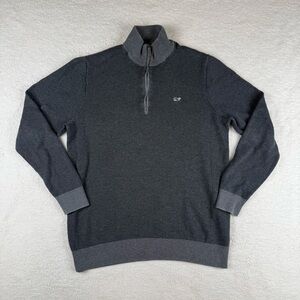 Vineyard Vines Hamilton Half Zip Blue Pullover Mens Sweater Large Cotton Wool
